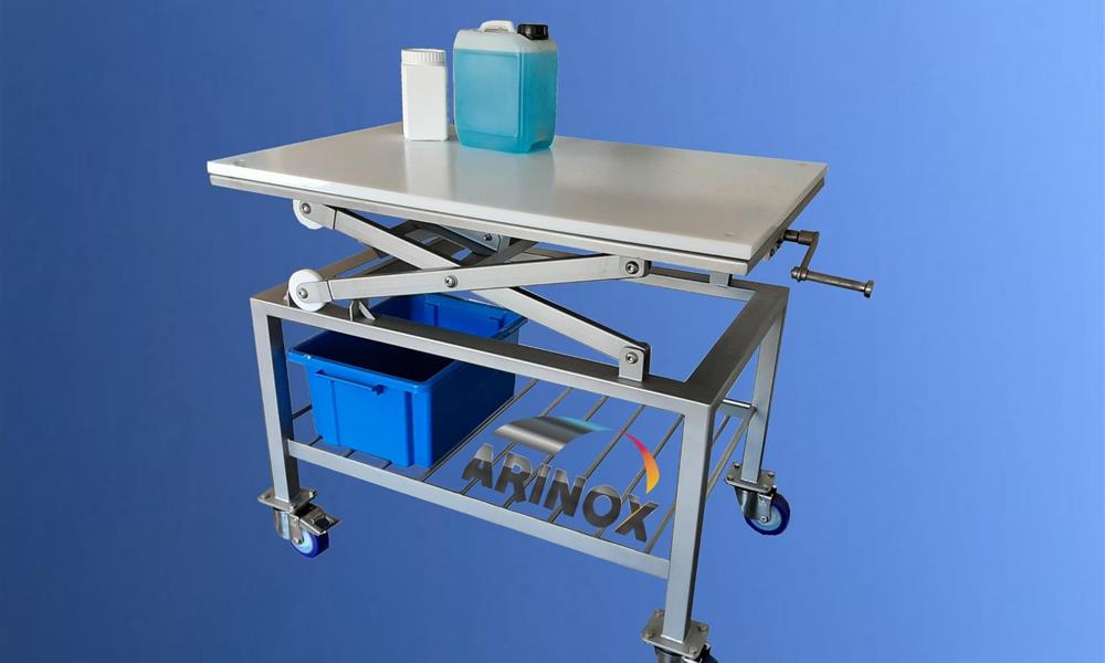 Table ergonomique réglable en hauteur manuellement en Inox - 