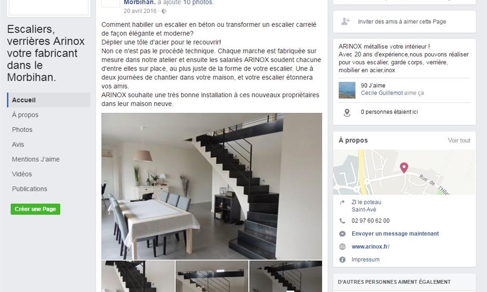 Visitez la Page Facebook d'ARINOX et donnez votre avis - 