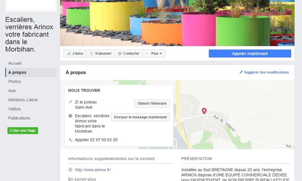 Visitez la Page Facebook d'ARINOX et donnez votre avis - 