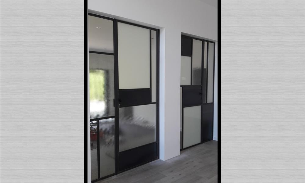Porte avec ouvrant à la française à la Mondrian ARINOX - 
