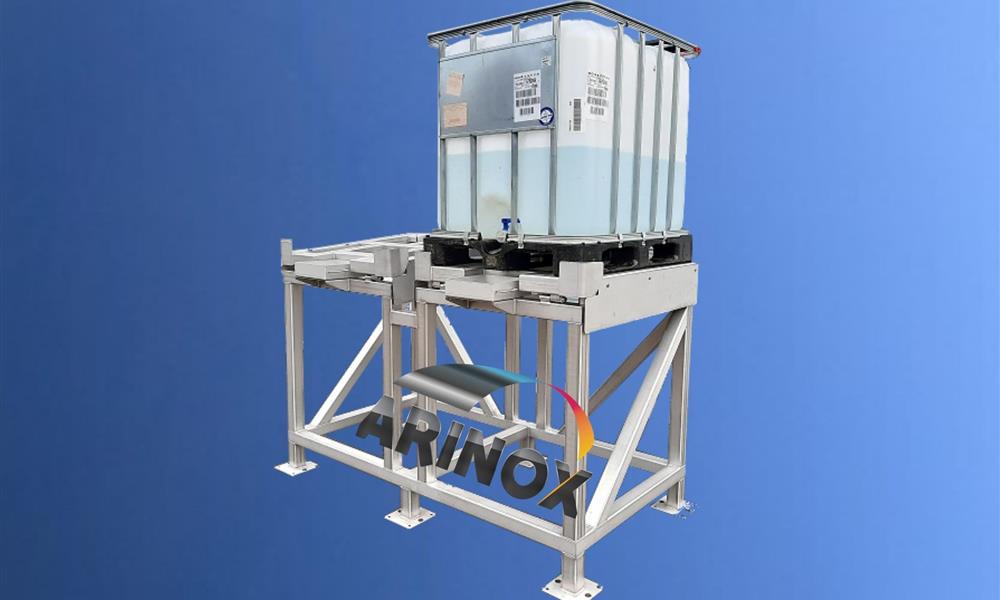 Inclineur vidangeur basculeur container IBC 1000L sur pesage - ARINOX - 