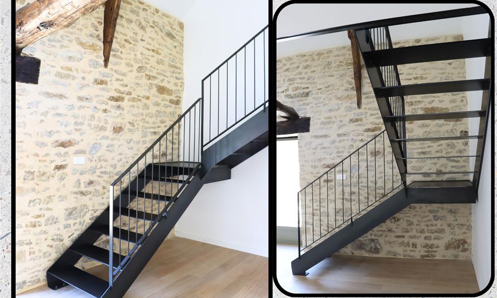 Escalier tout acier avec barreaudage vertical ARINOX - 
