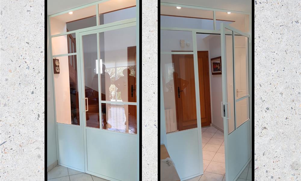 Porte vitrée sur mesure thermolaquée style Mondrian ARINOX  - 
